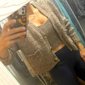 Zara brown tweed sweater set size S